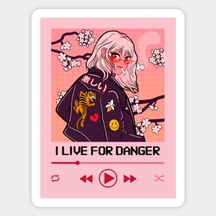 I Live For Danger Anime Girl Tiger Magnet